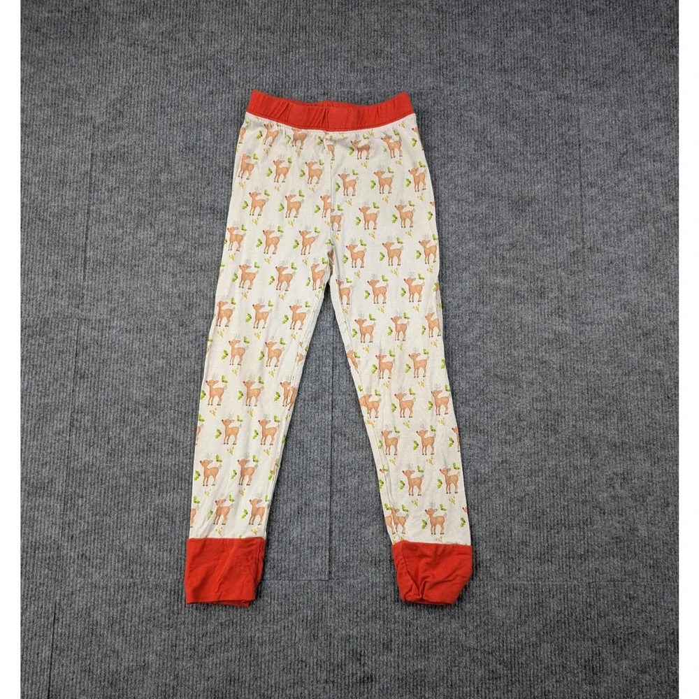 Lu Ella Bamboo Pajama Set Kid 5T Reindeer 220gsm Comfort Novelty Holiday Natural